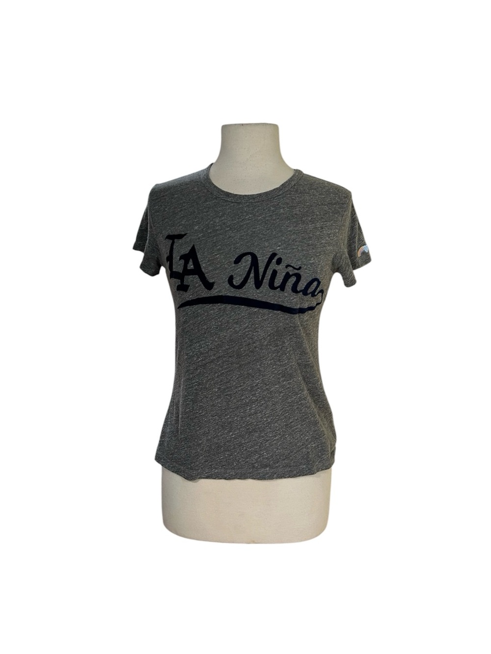 The Uplifters LA Niña Perfect Tee XS Gray Stretch Comfy Baby Tee